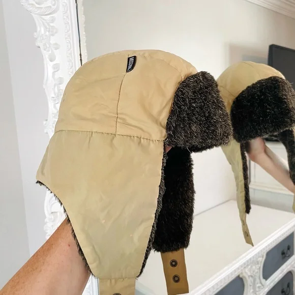 Moschino RARE Vintage 90’s Tan Quilted Logo Winter Trapper Hat